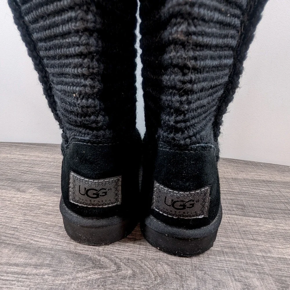 UGG Australia Women's‎ Black Knit Button Tall Boots Size 7